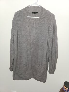 Cyrus Gray Open-Front Knit Cardigan
